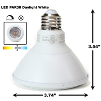 PAR30 LED Light Bulb 11W 3000K Warm White - White Finish  PAR30 LED Bulb, LED Bulbs, Light Bulbs, PAR30, PAR, LED,  Warm White, 3000K, LB-3001-WH-3K