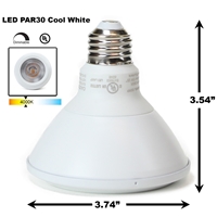 PAR30 LED Light Bulb 11W 4000K Cool White - White Finish  PAR30 LED Bulb, LED Bulbs, Light Bulbs, PAR30, PAR, LED,  Cool White, 4000K, LB-3001-WH-4K