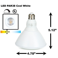 PAR38 LED Light Bulb 13W 4000K Cool White - White Finish  PAR38 LED Bulb, LED Bulbs, Light Bulbs, PAR38, PAR, LED,  Cool White, 4000K, LB-3002-WH-4K