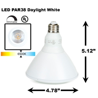 PAR38 LED Light Bulb 18W 6500K Daylight White - White Finish Grow light - Hyproponic PAR38 LED Bulb, LED Bulbs, Light Bulbs, PAR38, PAR, LED,  Daylight White, 6500K, LB-1002-WH-65K,  Grow Light Hydroponics