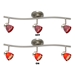 3-light brushed steel finished bar with frosted red shades R8000-3L-BS-FRD