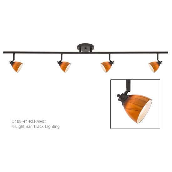 4-Light Bar Track Lighting Kit Rust finished w/ AMC shades
