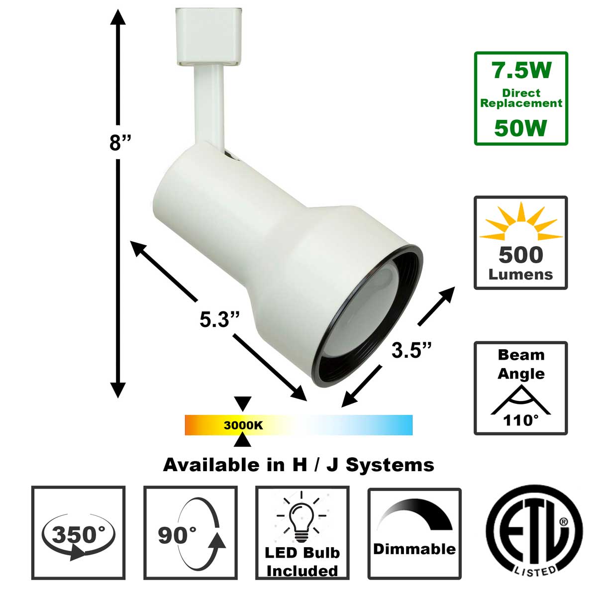 Shop 50008-LR20-WH LED Track Lighting Fixture - Direct-Lighting.com ...