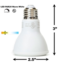 7W LED PAR20 Light Bulb 3000K Warm White - White Finish PAR20 LED Bulb, LED Bulbs, Light Bulbs, PAR20, PAR, LED,  Warm White, 3000K, LB-3000-WH-3K