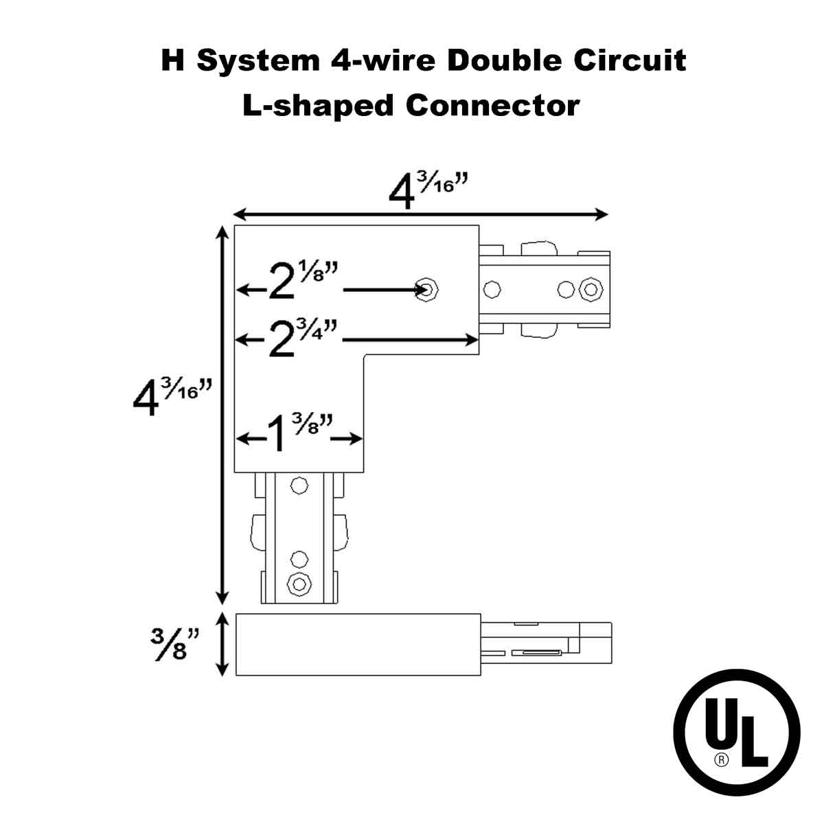 2 L Connection L connector with Power Entry For Double Circuit Straight Track