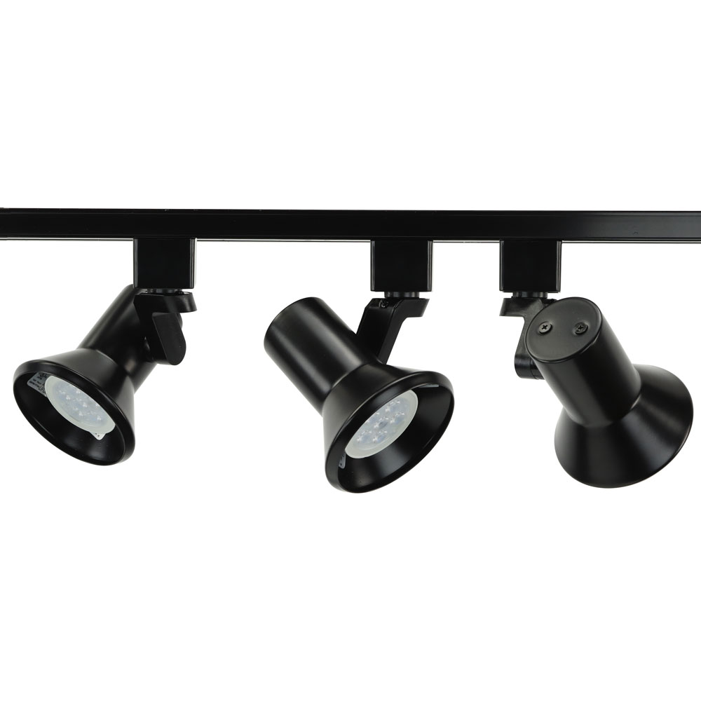 Buy GU10 Flared Stepped LED Track Lighting Kit Black | Direct-Lighting.com