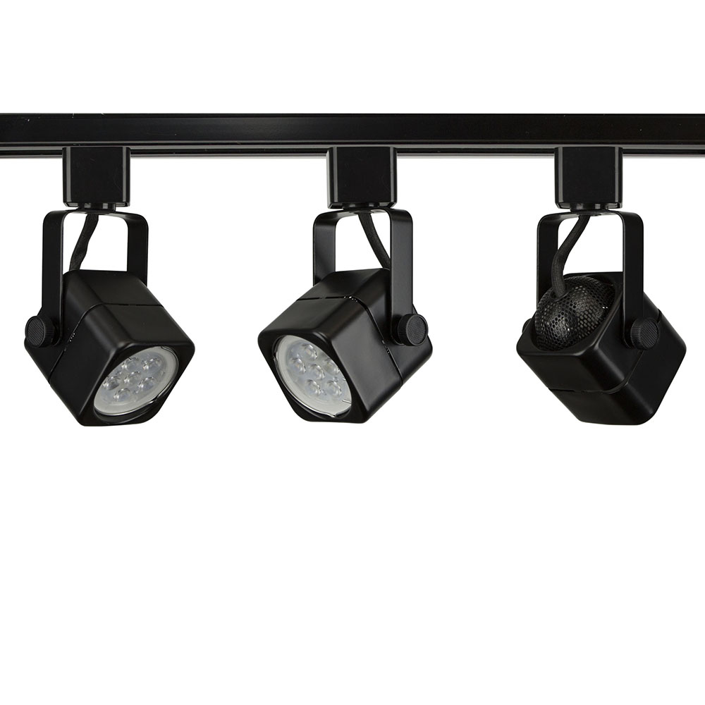 LED Track Lighting Kit Black Finish GU10 7.5W 2700K LED Bulb 50155-3KIT ...
