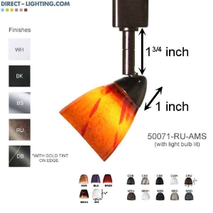 Line Voltage Track Lighting Fixture 50071 Line Voltage Track Lighting, Track Fixtures, Track Head, Track Lights, Mini Track Head, Decorative Glass Shade, Retail Store Lighting, Ceiling Lighting, General Lighting, Kitchen Lighting, Halogen, 50W, GU10, 120V, 50071