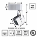 MR16 12V 75W Square Track Lighting Fixture 50012-75W Specification