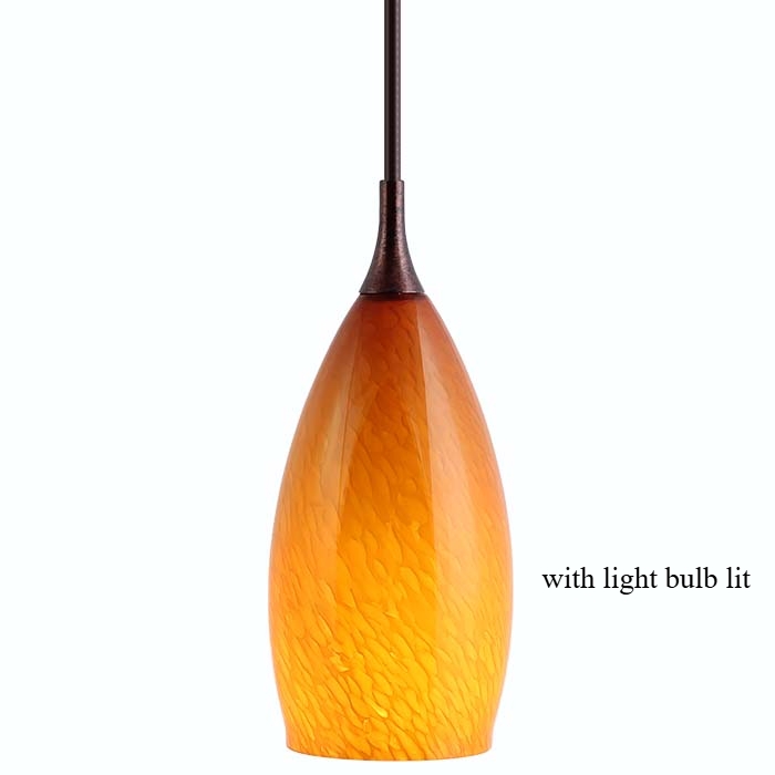 DPN-30-6-AMB Amber Colored Teardrop Shaped Glass Pendant Light 
