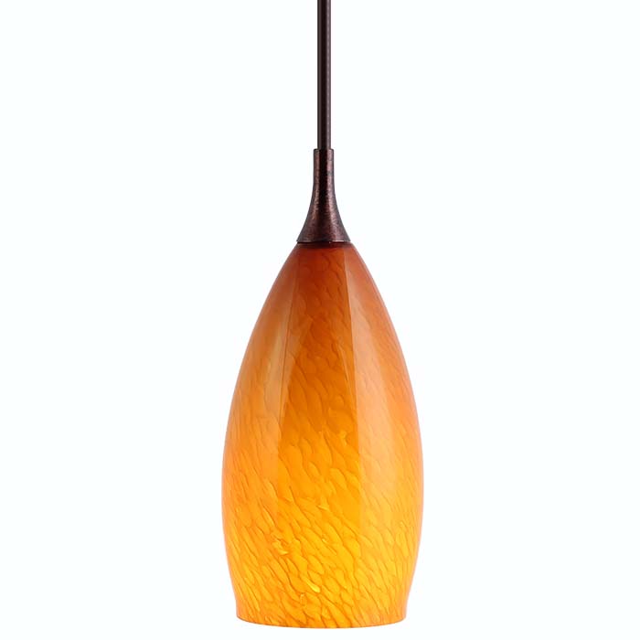 DPN-30-6-AMB Amber Colored Teardrop Shaped Glass Pendant Light 