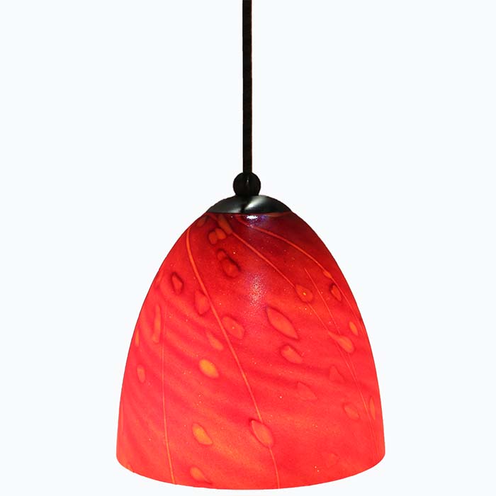 DPN-32-6-REDSP Red Colored Dome Shaped Glass Pendant Light 
