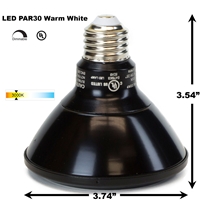 PAR30 LED Light Bulb 11W 3000K Warm White - Black Finish  PAR30 LED Bulb, LED Bulbs, Light Bulbs, PAR30, PAR, LED,  Warm White, 3000K, LB-3001-BK-3K,EC-3001-BK-3K