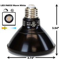 PAR30 LED Light Bulb 13W 3000K Warm White - Black Finish  PAR30 LED Bulb, LED Bulbs, Light Bulbs, PAR30, PAR, LED,  Warm White, 3000K, LB-3001-BK-3K,EC-3001-BK-3K