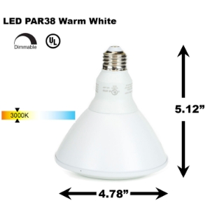 PAR38 LED Light Bulb 13W 3000K Warm White - White Finish   PAR38 LED Bulb, LED Bulbs, Light Bulbs, PAR38, PAR, LED,  Warm White, 3000K, LB-3002-WH-3K