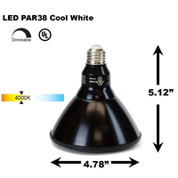 PAR38 LED Light Bulb 13W 4000K Cool White - Black Finish  PAR38 LED Bulb, LED Bulbs, Light Bulbs, PAR38, PAR, LED,  Cool White, 4000K, LB-3002-BK-4K