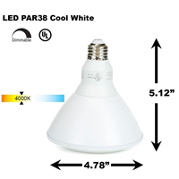 PAR38 LED Light Bulb 13W 4000K Cool White - White Finish  PAR38 LED Bulb, LED Bulbs, Light Bulbs, PAR38, PAR, LED,  Cool White, 4000K, LB-3002-WH-4K