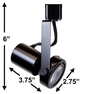 LED PAR20 Rear Loading Gimbal Ring Track Lighting Fixture Side View 50004-L20-3K-BK