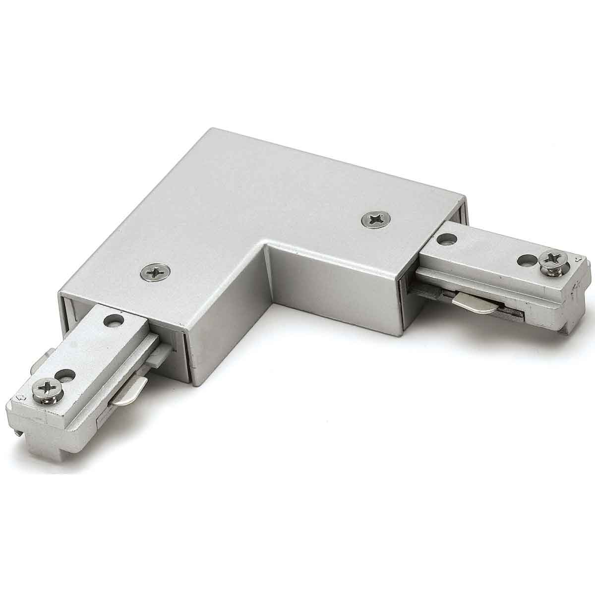 H System Single Circuit L-Shaped Connector With Power Entry 50084 Brushed Steel